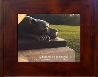 2-Print Framed Set - "Sallie" Dog Statue @ Gettysburg & "Tribute" to Loyal Civil War Dogs
