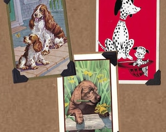 Pick a "Vintage Dog Card" for Mother's Day! Springer Spaniels-Chocolate Lab-Dalmatians *Upcycled* Vintage Playing Card w/ Greeting for Mom