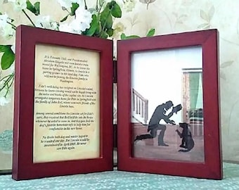 Double Framed "Lincoln's Farewell to Fido" - Curio Size (4 1/8"x 5 3/4") for Tabletop Display - Original Silhouette Civil War Dog Art