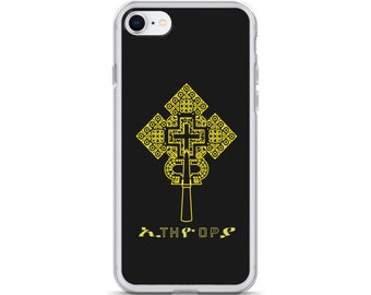 iPhone Case, Golden Cross mit Englischen und Geez Scripts.