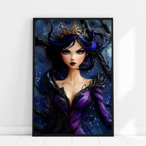 Evil Queen Digital Art File - Villains art - dark characters - cartoon wall art - fairytale art - Instant Download