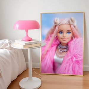 Pink & Furry Iconic Doll Portrait - Digital Art – Fashionista Toy Photography - Instant Download