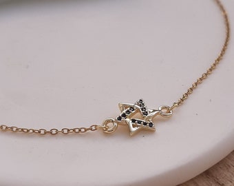 Star Of David bracelet, Gold star of David bracelet, Shield of David bracelet, Star of David charm bracelet, Dainty star of David bracelet