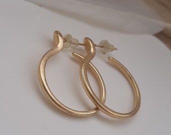 Push back hoops, Gold hoops, Gold hoop earrings, Open gold hoops, Boho gold hoops,, 25mm gold hoops, Gold push back hoops, women gold hoops