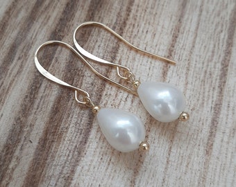 Pearl earrings, Teardrop pearl earrings, Dangle pearl earrings, Gold pearl earrings, Dangle teardrop pearl earrings, Wedding pearl earrings