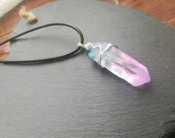 Crystal Quartz uk jewelry necklace wicca silver jewelry UK blue pink aura crystal Christmas gift for  her pendant