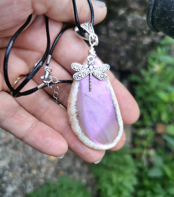 Aura Crystal Necklace Agate Slice Pretty Necklace Birthday Christmas Gift Ideas
