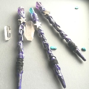 Mini Crystal Wands, small magic wand for witches on the go, Handbag size Amethyst Altar gothic wand.