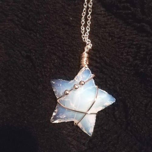 Opalite star necklace, star necklace celestial pendant, birthday gift.
