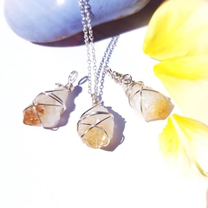 Citrine crystal pendant necklace, citrine crystal jewellery, gift for her
