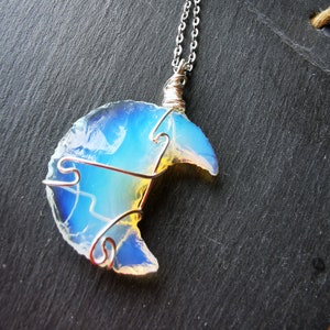 Moon Opalite pendant, silver necklace gift for friend, someone special her birthday,