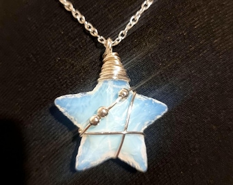 Opalite star necklace, star necklace celestial pendant, birthday gift.