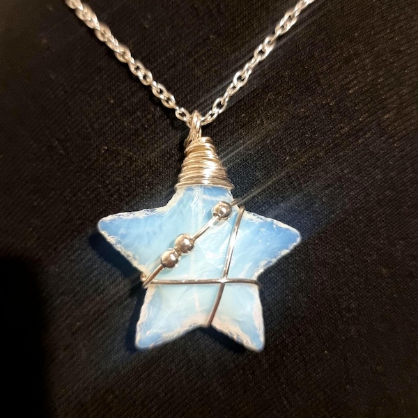 Opalite star necklace, star necklace celestial pendant, birthday gift.