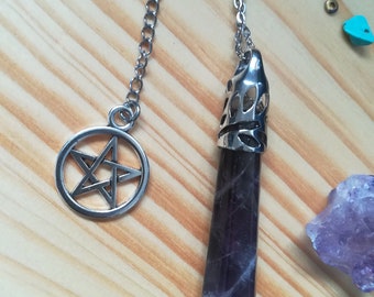 Amethyst Pendulum necklace crystal pendulum dowsing Tools,  Gift for her birthday, Uk