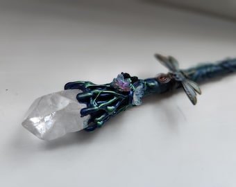 Crystal wand Quartz handcrafted fairy fae wand, birthday,  Christmas gifts.
