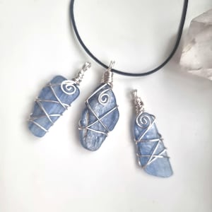 Blue crystal Azurite pendant,crystal necklace. Silver wrapped jewellery birthday gift