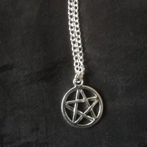 Pentagram silver pendant, witch necklace, gothic jewellery, gift for her, birthday gift, uk