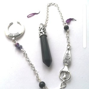 Obsidian crystal pendulum dowsing Tool meditation birthday Gifts for her for him Uk