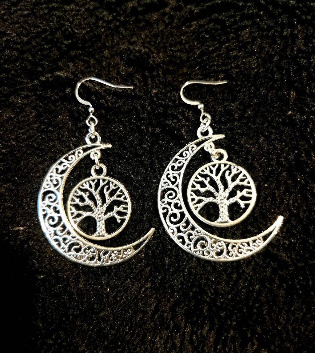 Orecchini Albero Della Vita In Argento 925 Con Pietra Di Luna | Gioiello Spiritualità
