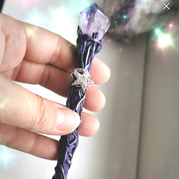 Amethyst wand, witchy Tools for witches on the go, mini witch wand, Amethyst Altar Tools, gothic wand