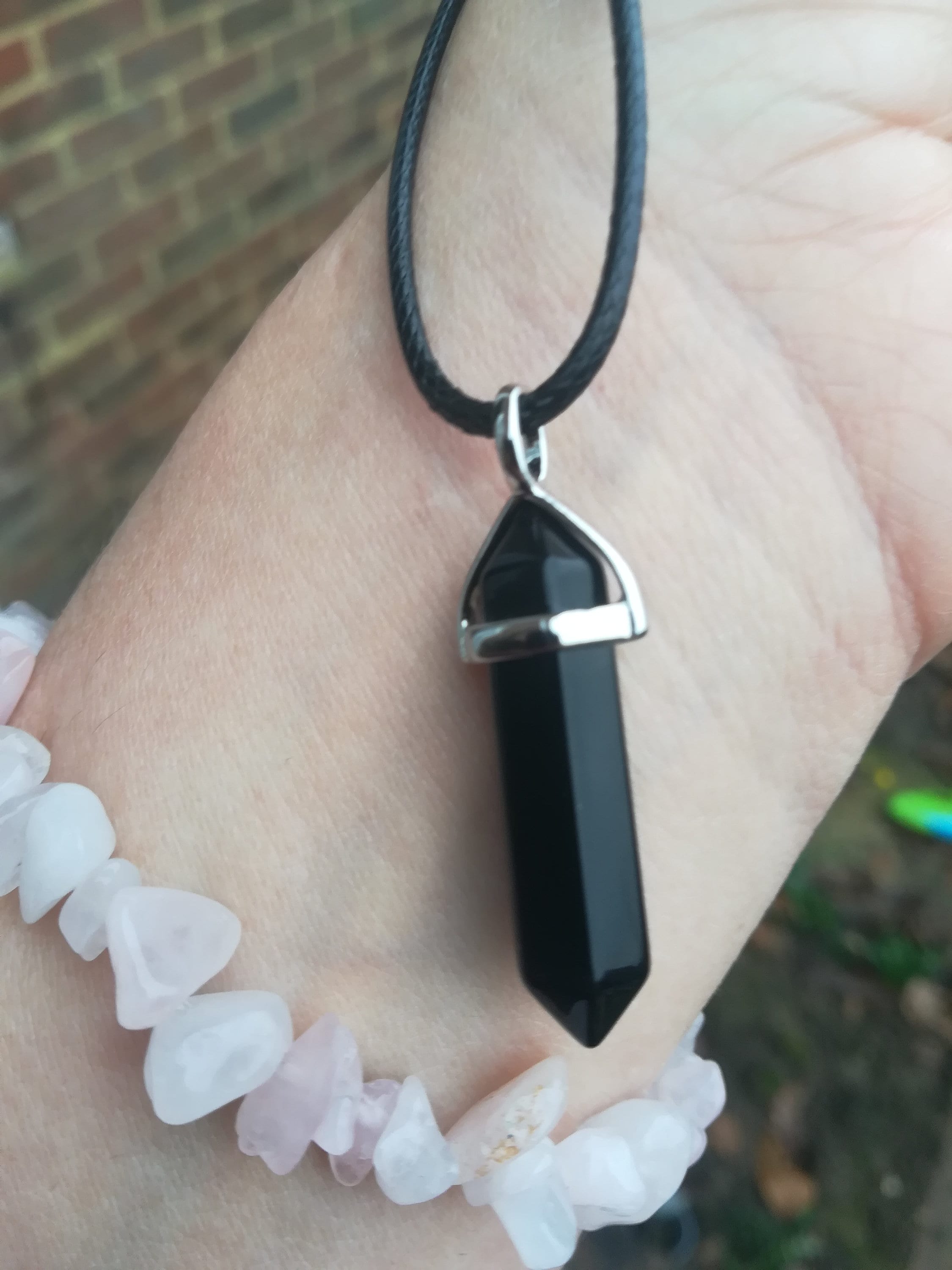 Obsidian collar de cristal uk pentagram joyería joyería wicca Etsy