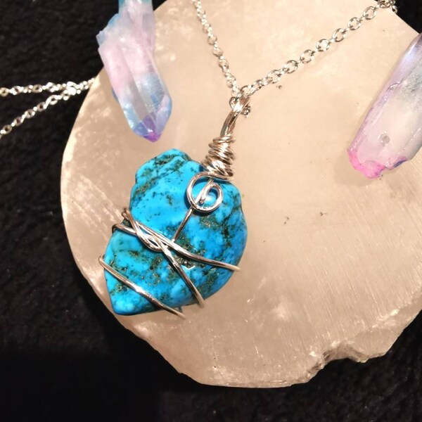 Turquenite stone pendant, crystal pendant, manifestation, healing gems, crystal gift for her. Uk