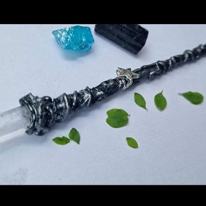 Clear Quartz wooden wand, witchy Alter Shrines & Tools with crystals, Enchanting wand.