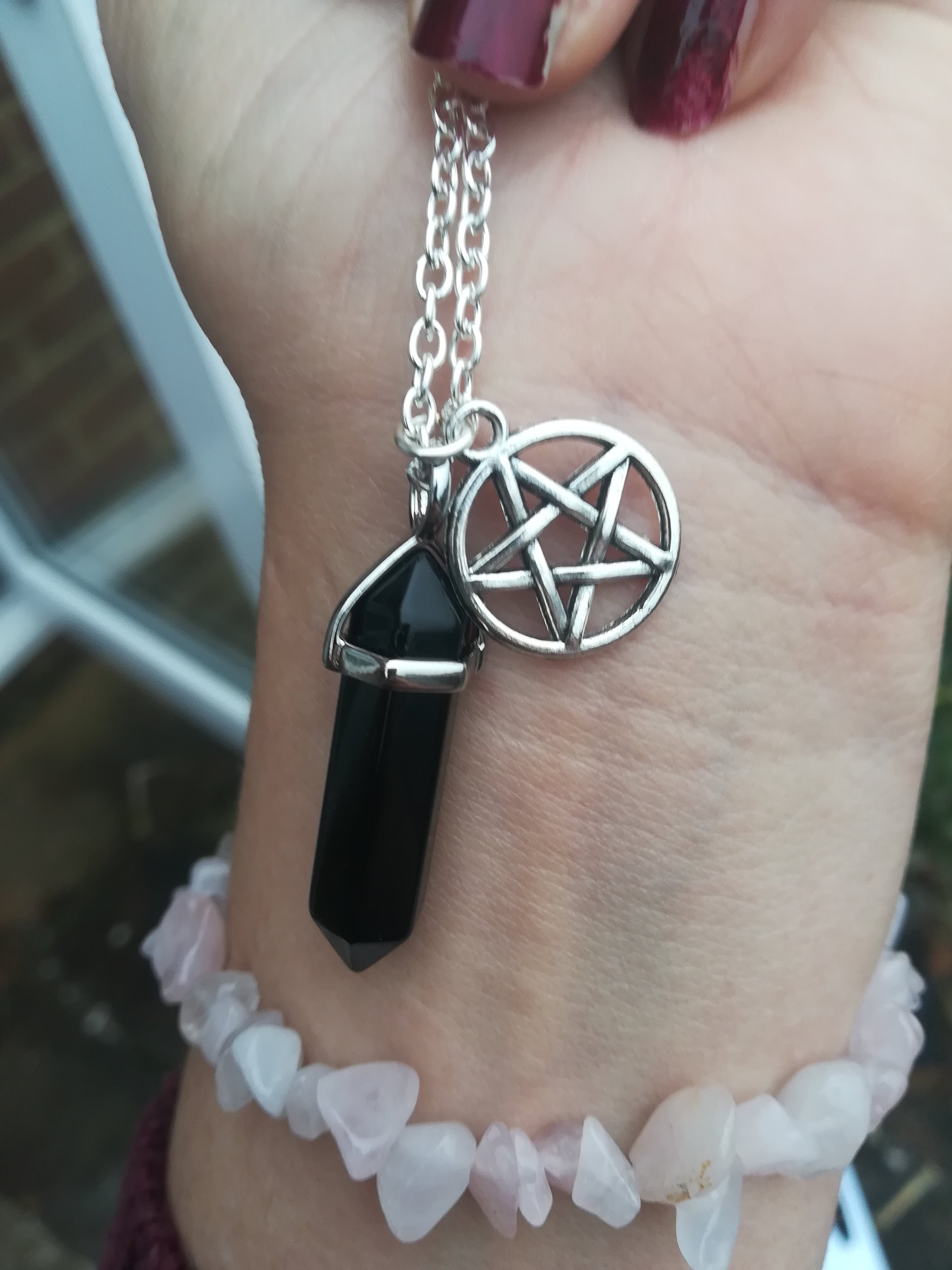 Sterling Silver Pentagram & Pentacle Necklace : Wiccan Gifts
