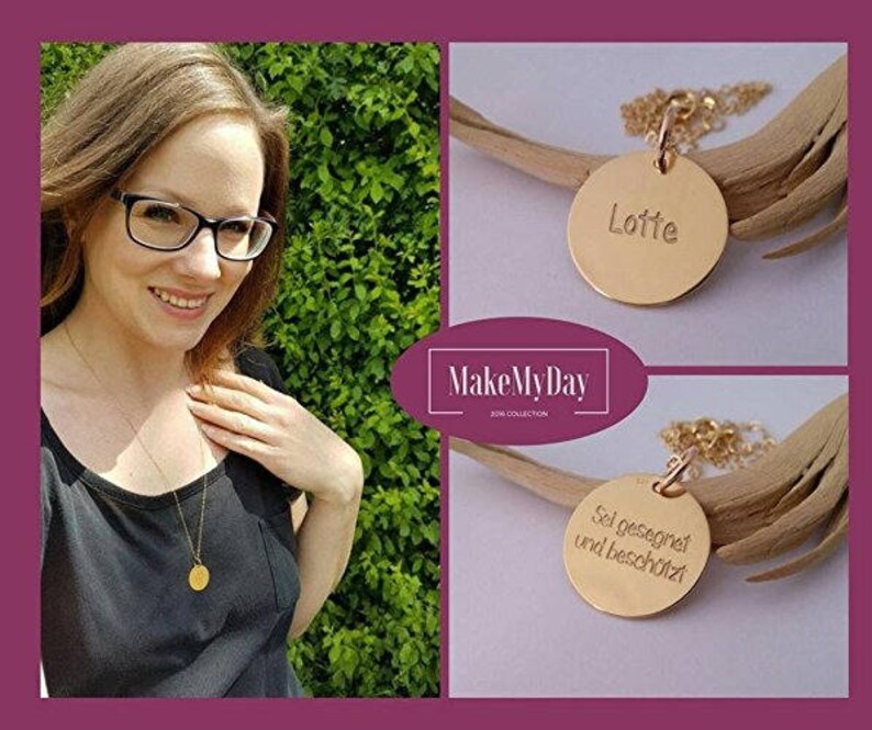 Koordinaten Schwester Geschenk f\u00fcr beste Freundin Goldkette mit pers\u00f6nlicher Wunschgravur 24Kt925-Silber handgearbeitet Initialen
