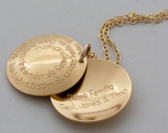 GOLD Medallion persönliche Gravur 925-Silber/24K Gold Kette,handgearbeitet, Jahrestag, Freundschaftskette, romantisches Geschenk für Sie