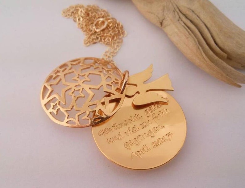 Gold SternenKind Edition 24Kt/925-Silber Stern Medallion mit persönlicher Gravur, handgearbeitet, Fehlgeburt, Sternenkind, Andenkenkette image 2