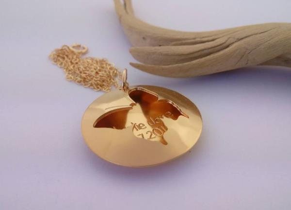 GOLD SternenKind Edition Schmetterlingskette Deine  persönliche Wunschgravur 24Kt/925-Silber, handgearbeitet, Fehlgeburt, Andenkenkette