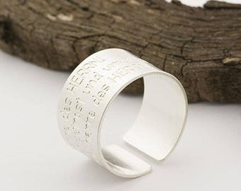 TraumTänzerRing 925-Silber Breiter Ring mit persönlicher Gravur, handgearbeitet, MantraRing, TextRing, Namen, Koordinaten, Geschenk für Sie