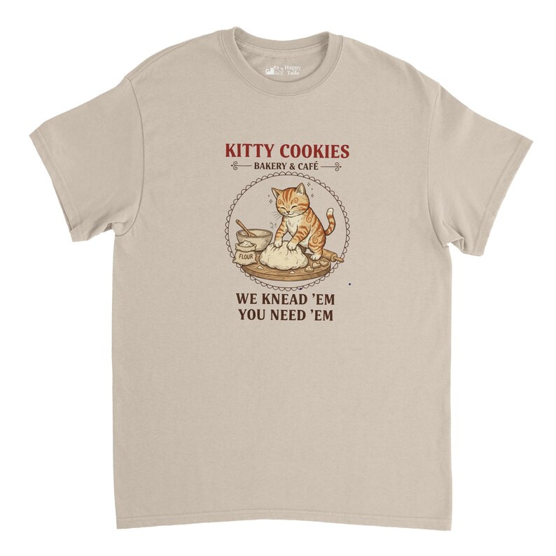 Koszulka z napisem „Kitty Cookies Bakery Cafe” – zabawna koszulka dla miłośników kotów – trwała bawełniana koszulka zdjęcie 4
