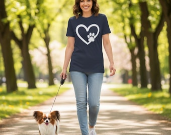 Hunde-Liebhaber-T-Shirt | Herz und Pfotenabdruck Design | Weiches Unisex T-Shirt