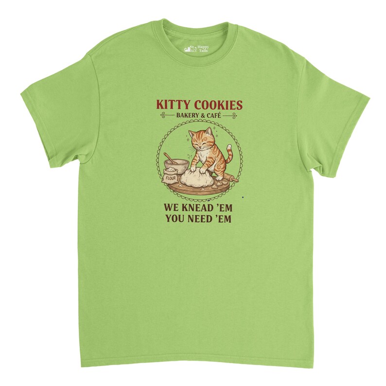 Koszulka z napisem „Kitty Cookies Bakery Cafe” – zabawna koszulka dla miłośników kotów – trwała bawełniana koszulka zdjęcie 9