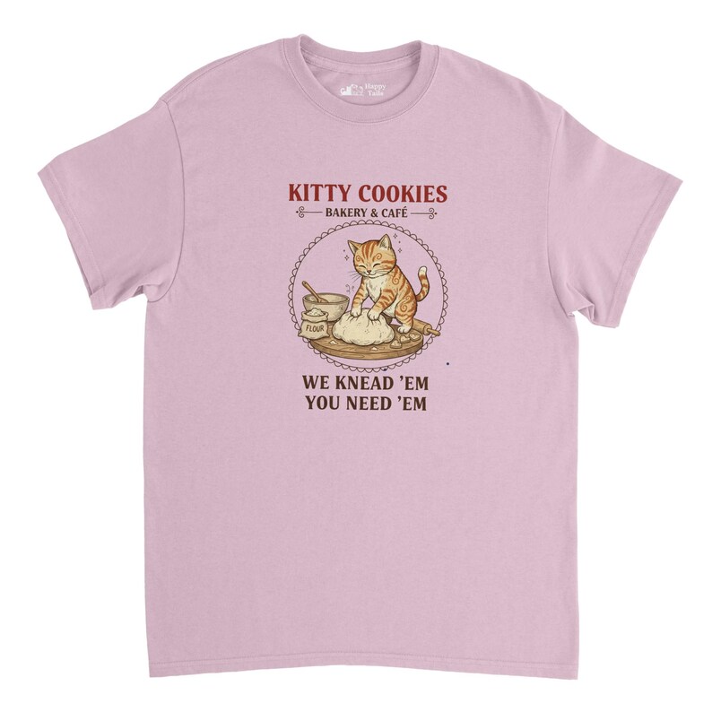 Koszulka z napisem „Kitty Cookies Bakery Cafe” – zabawna koszulka dla miłośników kotów – trwała bawełniana koszulka zdjęcie 6
