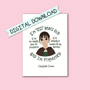 Digital Download - Pride and Prejudice Charlotte 27th Birthday Card