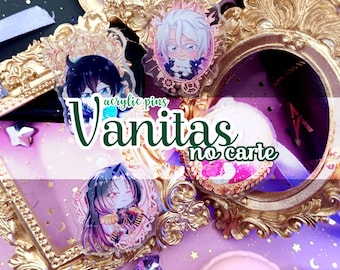 Pins acrílicos - Vanitas no Carte - Marco dorado