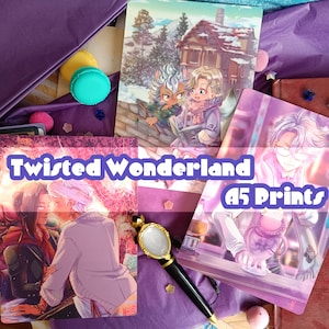 Prints - A5 - Twisted Wonderland - Childhood friends (Jack and Vil), Azul in Mostro Lounge & Night in Scarabia