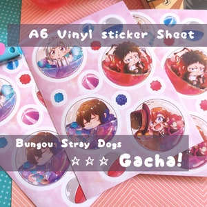 Sticker Sheet - Bungou Stray Dogs - Gacha! A6 Vinyl Sticker Sheet