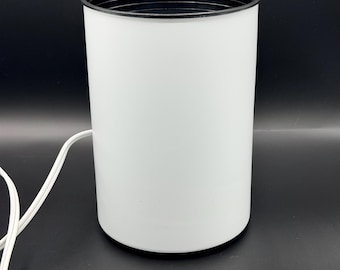 Vintage 1980s Kovacs Sonneman Space Age Cylinder Lamp White Black Metal Postmodern