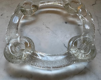 Lovely Vintage  1960s Swedish Glass   “Ice” Pukeberg Candle Stick Holder MCM