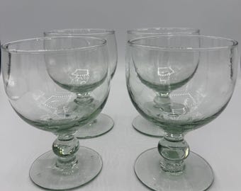 RARE Antique Large Early 20TH Century Hand-Blown Wine Glass Set (4) — ELEGANT