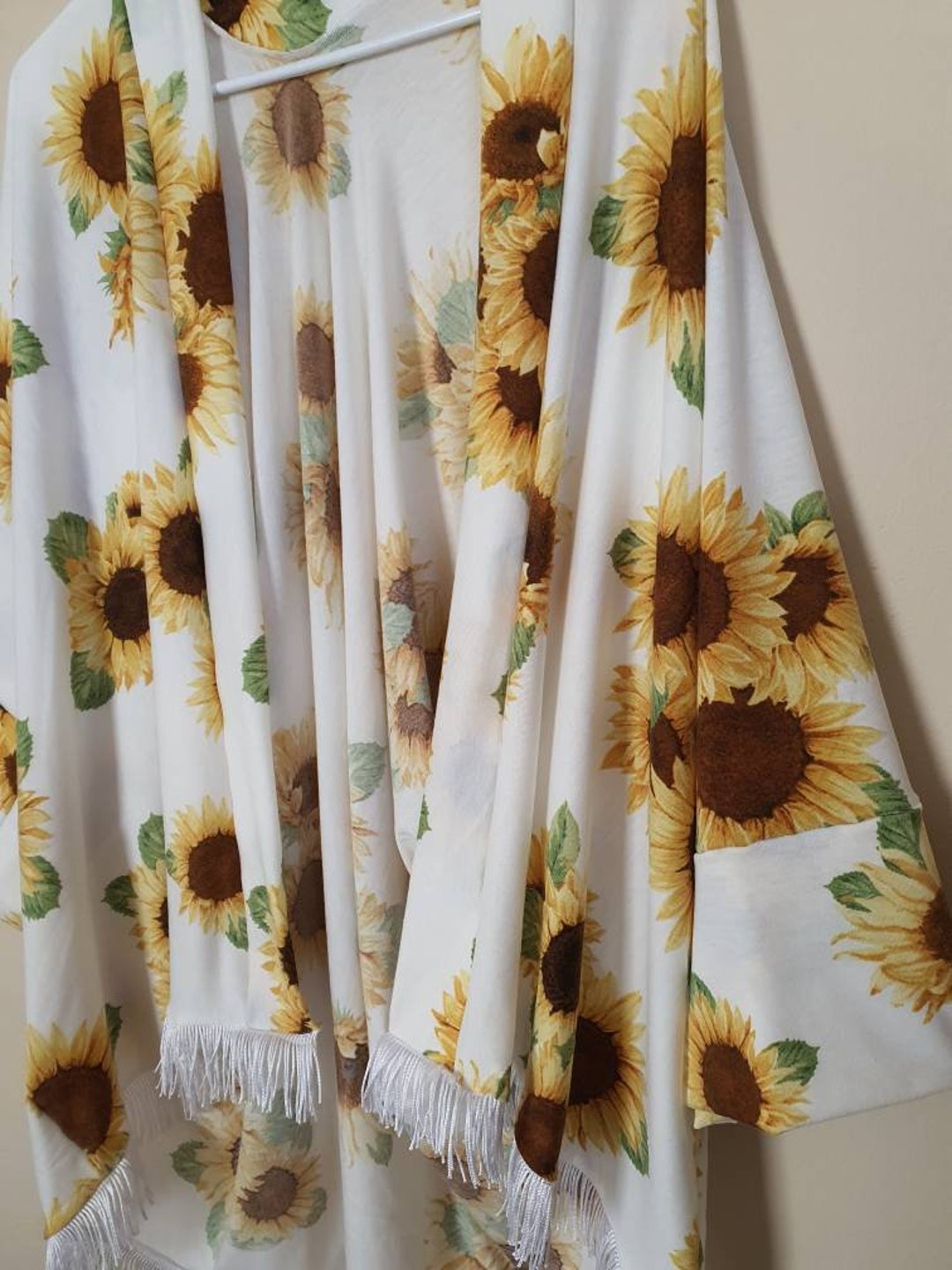 Women's Sunflower, Floral Fringed Kimono Bohemian Style, Summer Style ...