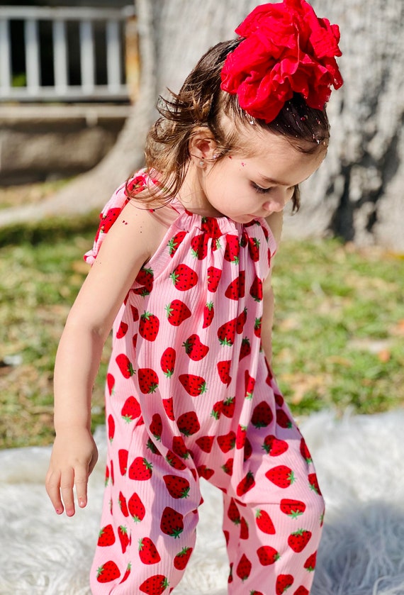 Baby girl top strawberry romper