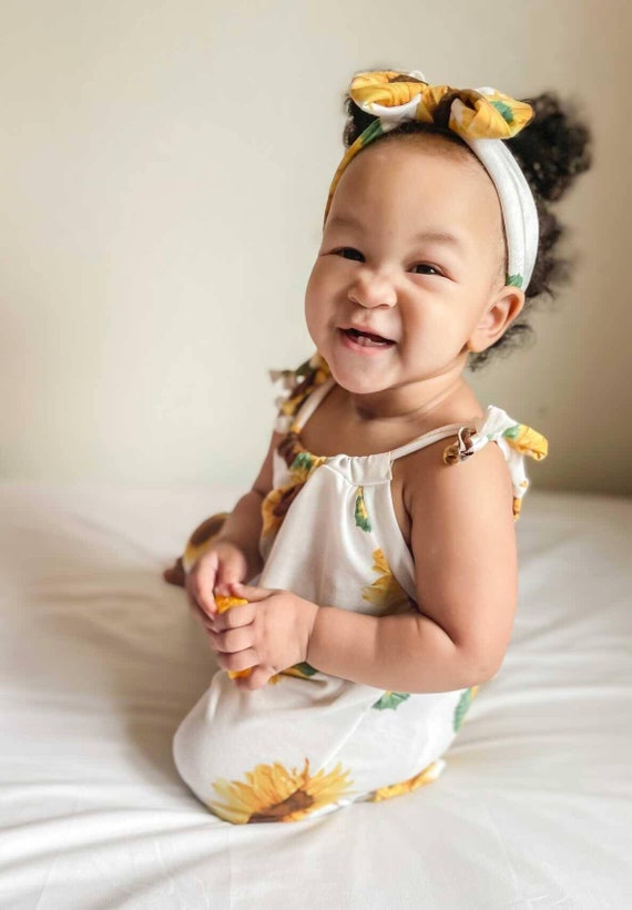 Baby girl sunflower romper hotsell