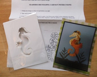 Iris Folding Kit    Seahorse includes pattern and 6 card fronts. / 6 pack refill fronts, blue, great for shaker cards too.