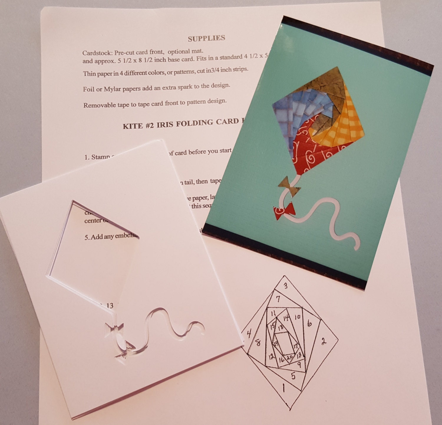 Kite Iris Klappmuster  Etsy Pertaining To Iris Folding Christmas Cards Templates