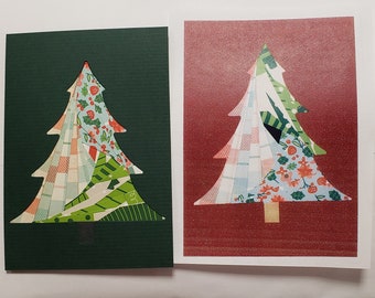 Iris Folding Kit - Christmas Tree- Card fronts, pattern, color photo. Assorted Red  or Green from a nonsmoking home.